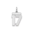 Sterling Silver Pendant, Number 17 Sports Charm, Modern Unisex Jersey Design