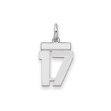 Sterling Silver Pendant, Number 17 Sports Charm, Modern Unisex Jersey Design