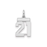Sterling Silver Pendant Charm with Bold Number 21, Varsity Style Graduation or Birthday Jewelry