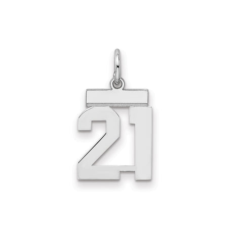 Sterling Silver Pendant Charm with Bold Number 21, Varsity Style Graduation or Birthday Jewelry