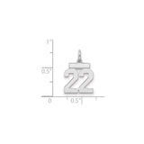 Sterling Silver Number 22 Pendant with Bold Block Numerals and Polished Finish