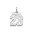 Sterling Silver Number 23 Pendant, Bold Athletic Font Sports Charm for Men or Women