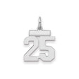 Sterling Silver Number 25 Pendant, Bold Block Numbers, High Polish Finish, Milestone Charm