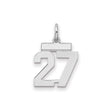 Sterling Silver Number 27 Pendant Charm, Polished Sports Jersey Style, Unisex Accessory