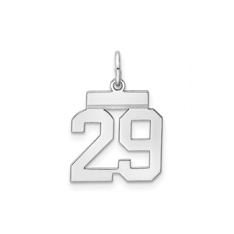 Sterling Silver Number 29 Pendant with Bold Block Font Sports Charm