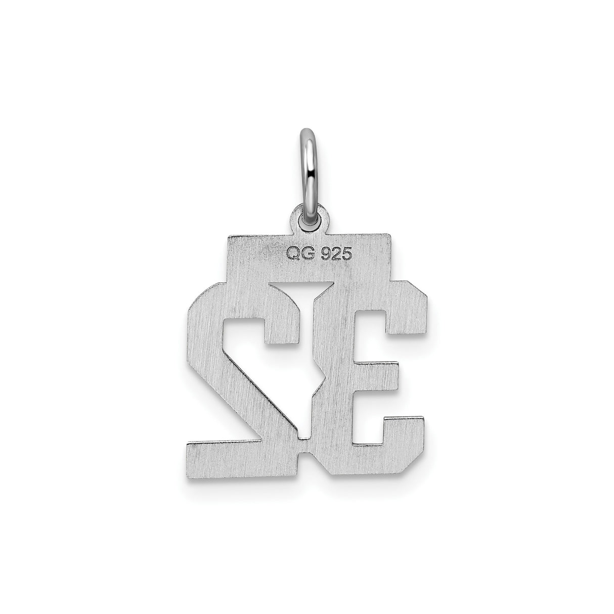 Sterling Silver Number 32 Pendant, Bold Block Numerals Sports Charm, Unisex Football Jewelry