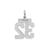 Sterling Silver Number 32 Pendant, Bold Block Numerals Sports Charm, Unisex Football Jewelry