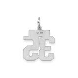 Sterling Silver Number 35 Pendant with Bold Athletic Font Design, Sports Charm for Men and Women