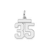 Sterling Silver Number 35 Pendant with Bold Athletic Font Design, Sports Charm for Men and Women