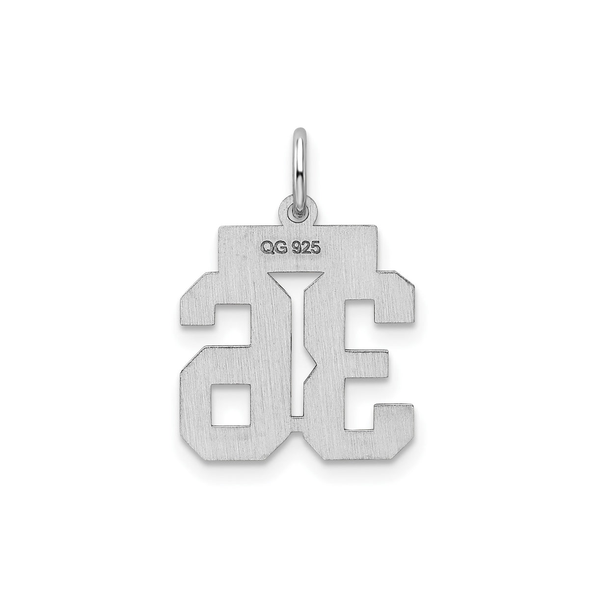 Small Polished Number 36 Charm Pendant in Real 925 Sterling Silver