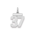Small Polished Number 37 Charm Pendant in Real 925 Sterling Silver