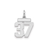 Small Polished Number 37 Charm Pendant in Real 925 Sterling Silver
