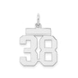 Sterling Silver Number 38 Pendant, Bold Jersey Style Sports Charm for Men and Women