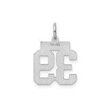 Sterling Silver Number 39 Pendant, Bold Varsity Font Sports Charm, Unisex Athletic Jewelry