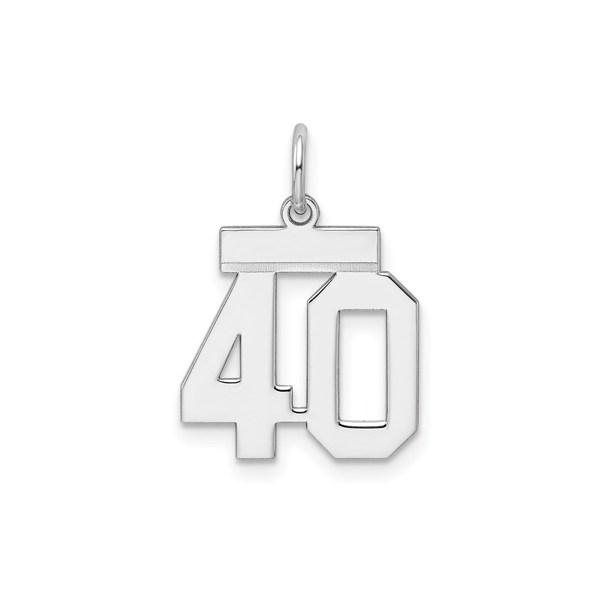 Sterling Silver Number 40 Pendant, Bold Modern Lettering, Unisex Milestone Charm