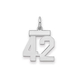 Sterling Silver Number 42 Pendant with Athletic Block Numerals, Sports Tribute Charm
