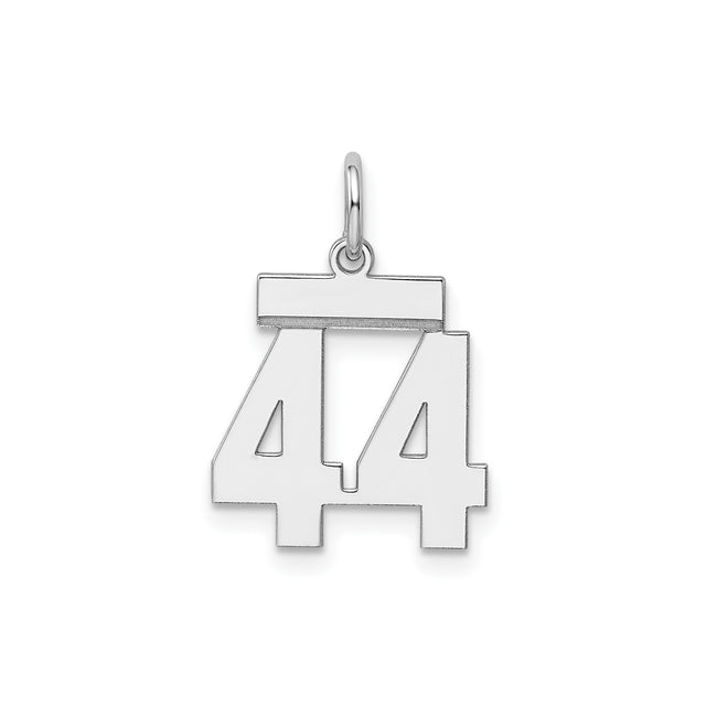 Sterling Silver Number 44 Pendant Charm, Bold Polished Sports Jersey Style
