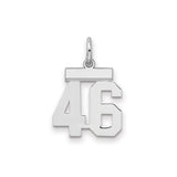 Small Polished Number 46 Charm Pendant in Real 925 Sterling Silver