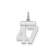 Sterling Silver Number 47 Pendant, Bold Polished Numeral Design, Unisex Sports-Inspired Charm