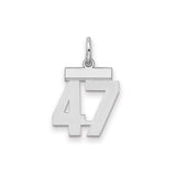 Sterling Silver Number 47 Pendant, Bold Polished Numeral Design, Unisex Sports-Inspired Charm
