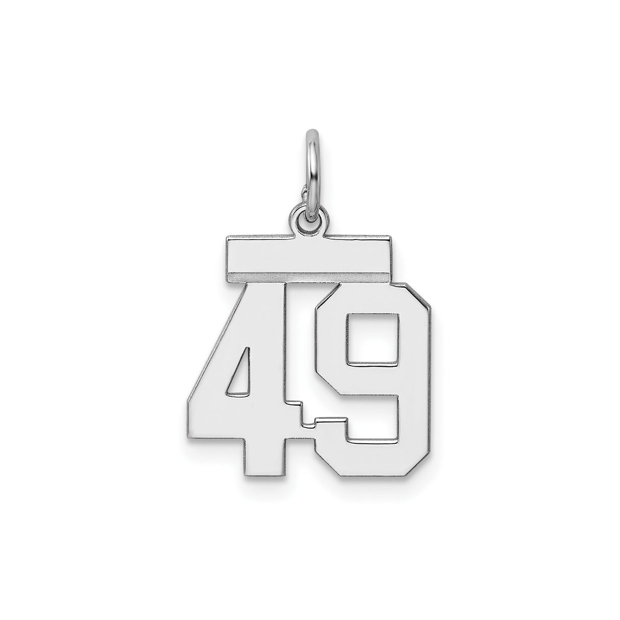 Sterling Silver Number 49 Pendant, Bold Varsity Style Charm for Men or Women