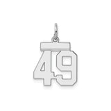 Sterling Silver Number 49 Pendant, Bold Varsity Style Charm for Men or Women