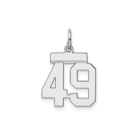 Sterling Silver Number 49 Pendant, Bold Varsity Style Charm for Men or Women