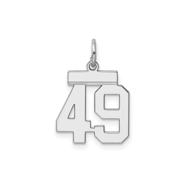 Sterling Silver Number 49 Pendant, Bold Varsity Style Charm for Men or Women