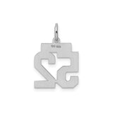 Sterling Silver Number 52 Pendant Charm with Bold Block Numerals, Athletic Sports Style