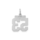 Sterling Silver Number 53 Pendant Charm, Bold Block Design, Unisex Sports Jewelry