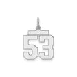 Sterling Silver Number 53 Pendant Charm, Bold Block Design, Unisex Sports Jewelry