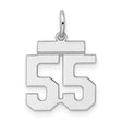 Sterling Silver Number 55 Pendant, Bold Block Numerals, Unisex Sports Jewelry