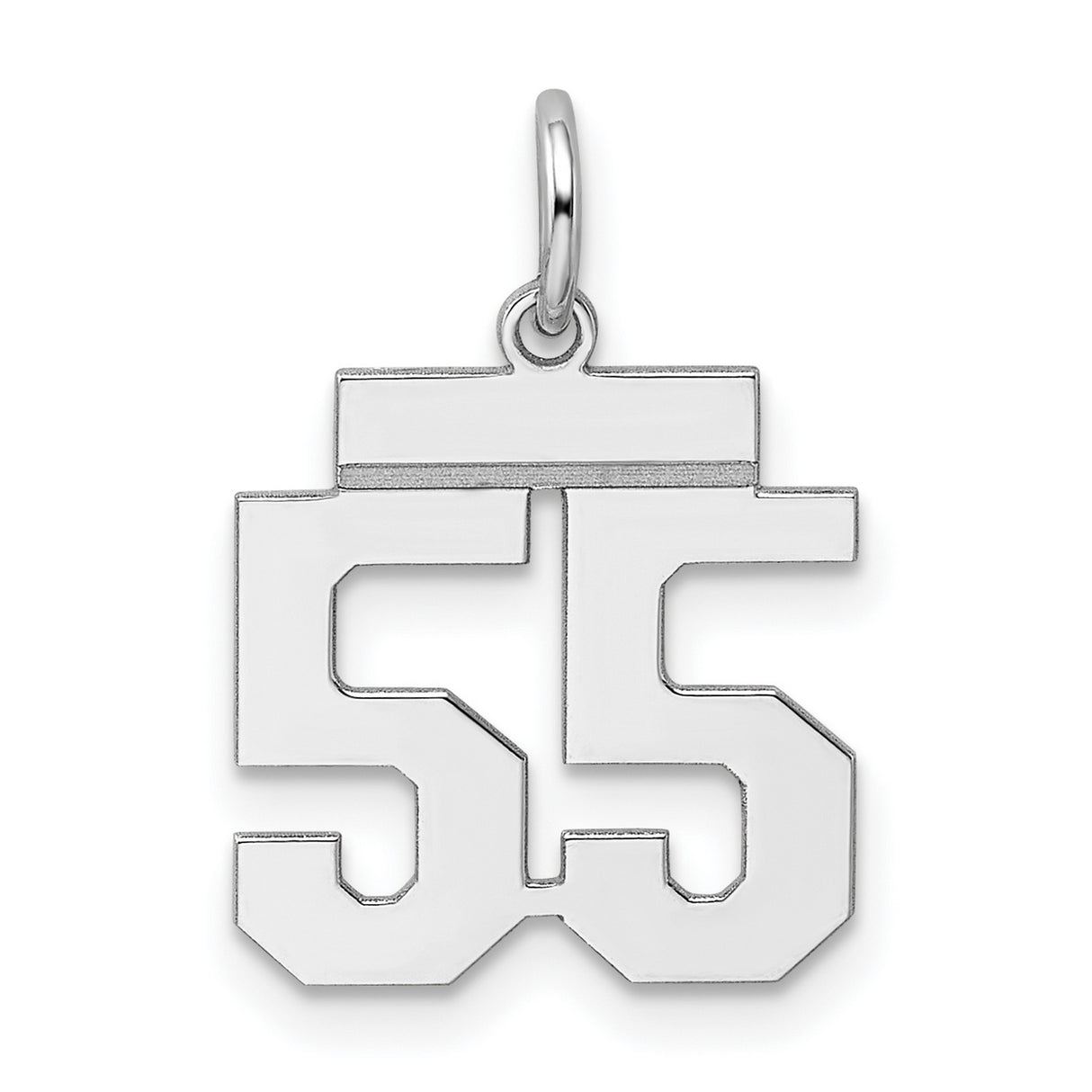 Sterling Silver Number 55 Pendant, Bold Block Numerals, Unisex Sports Jewelry