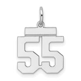 Sterling Silver Number 55 Pendant, Bold Block Numerals, Unisex Sports Jewelry