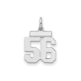 Sterling Silver Number 56 Pendant Charm, Bold Block Font Sports Theme, Unisex Jewelry