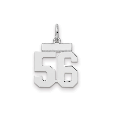 Sterling Silver Number 56 Pendant Charm, Bold Block Font Sports Theme, Unisex Jewelry