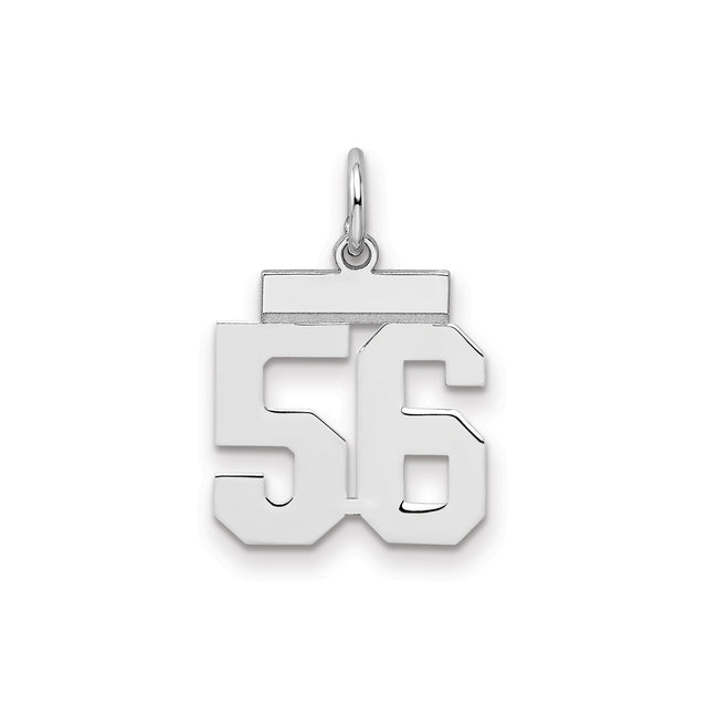 Sterling Silver Number 56 Pendant Charm, Bold Block Font Sports Theme, Unisex Jewelry