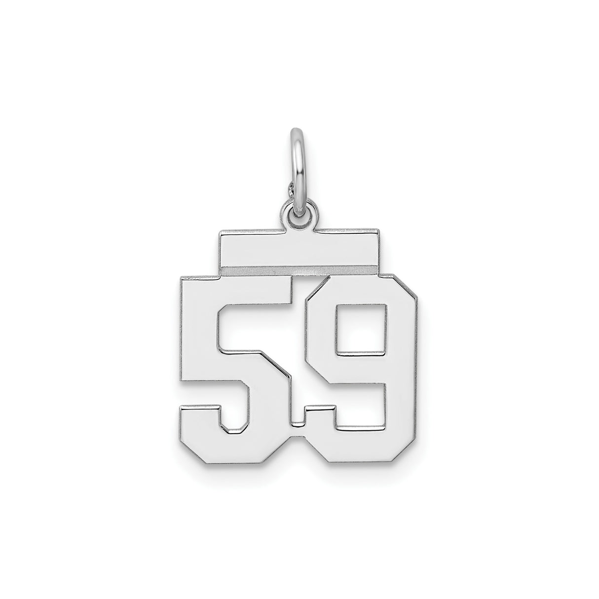 Sterling Silver Number 59 Pendant, Bold Varsity Style Unisex Charm for Sports Fans or Athletes
