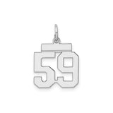 Sterling Silver Number 59 Pendant, Bold Varsity Style Unisex Charm for Sports Fans or Athletes