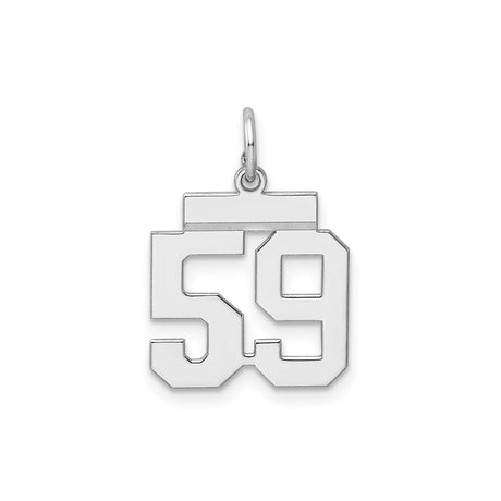 Sterling Silver Number 59 Pendant, Bold Varsity Style Unisex Charm for Sports Fans or Athletes