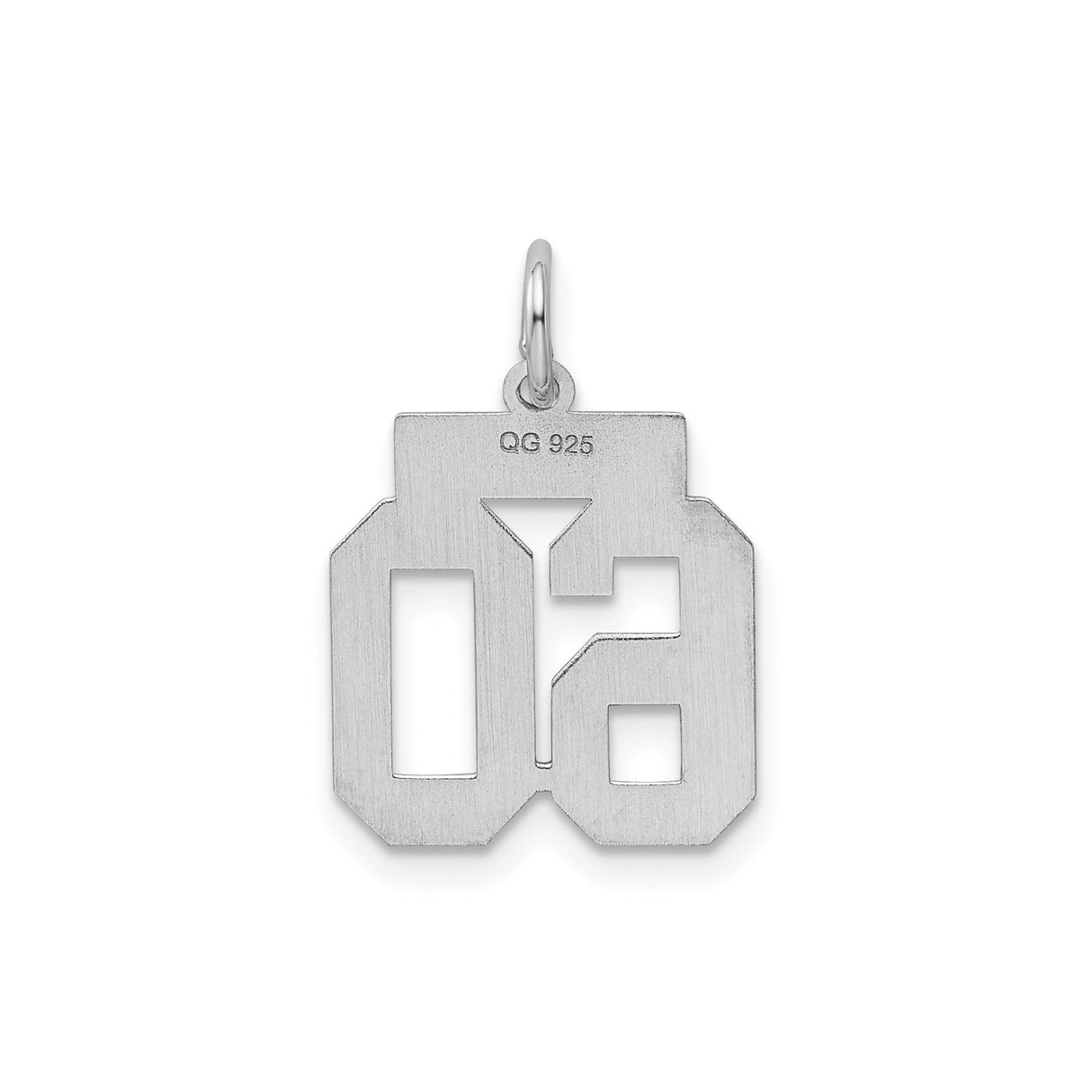 Sterling Silver Number 60 Pendant, Bold Block Font Milestone Charm