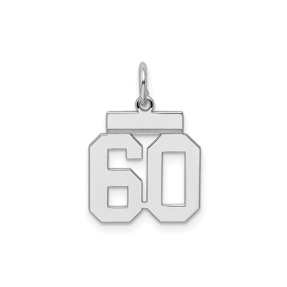 Sterling Silver Number 60 Pendant, Bold Block Font Milestone Charm