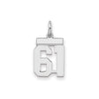 Sterling Silver Number 61 Pendant, Bold Sports Style Jersey Number Charm for Men and Women