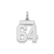 Sterling Silver Number 64 Pendant Charm, Bold Athletic Style, Unisex Sports Jewelry