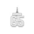 Sterling Silver Number 65 Pendant Charm with Bold Block Numerals, Unisex Jewelry