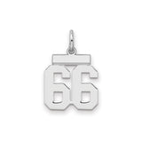 Sterling Silver Number 66 Pendant Charm, Bold Varsity Style for Men or Women