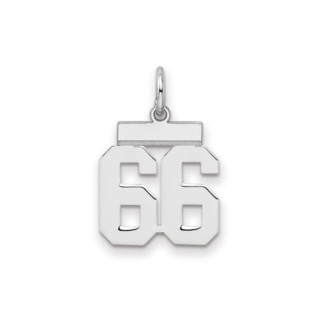 Sterling Silver Number 66 Pendant Charm, Bold Varsity Style for Men or Women