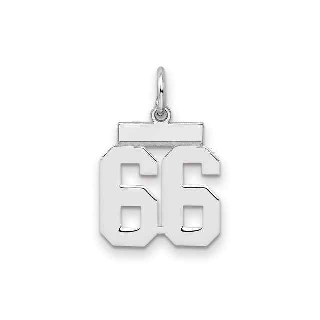 Sterling Silver Number 66 Pendant Charm, Bold Varsity Style for Men or Women