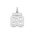 Sterling Silver Number 68 Pendant Charm, Sporty Jersey Style for Men or Women