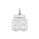 Sterling Silver Number 68 Pendant Charm, Sporty Jersey Style for Men or Women
